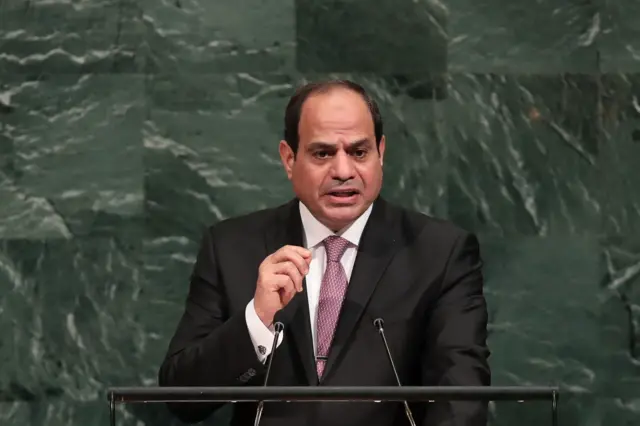 Abdel Fattah Al Sisi, president of Egypt, addresses the United Nations General Assembly at UN headquarters, September 19, 2017 in New York City