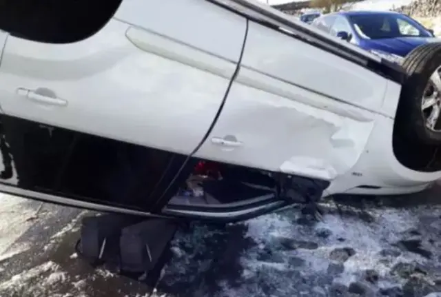 car on its roof