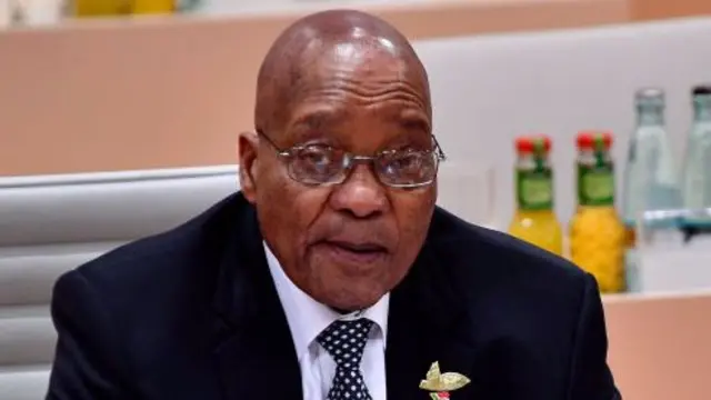 South African President Jacob Zuma arrives for the morning working session on the second day of the G20 economic summit on July 8, 2017 in Hamburg, Germany