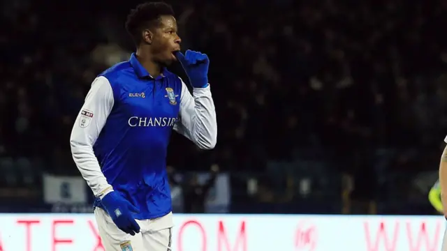 Lucas Joao celebrates his first goal for Sheffield Wednesday against Derby