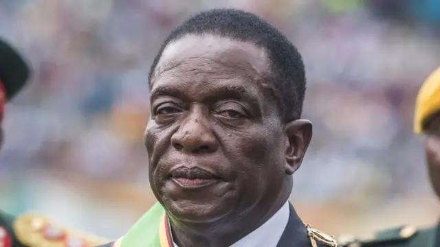 New interim Zimbabwean President Emmerson Mnangagwa looks on after he was officially sworn-in during a ceremony in Harare on November 24, 2017.