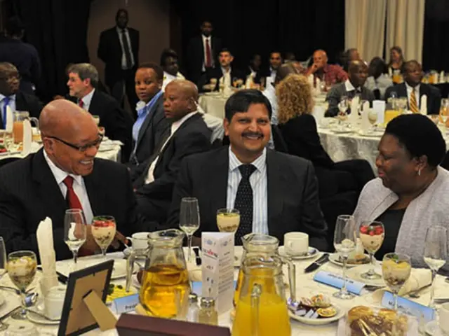 President Jacob Zuma , Atul Gupta and Eastern Cape Premier Noxolo Kieviet at the Breakfast with the President in Port Elizaberth.