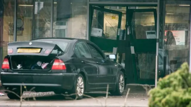 Car at school entrance