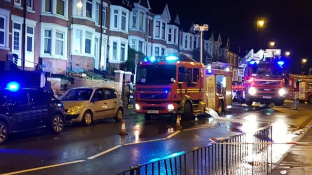 Fire engines on Walsgrave Road, Coventry