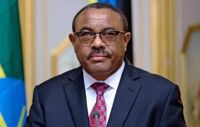 Prime Minister of Ethiopia, Hailemariam Desalegn looks on during a joint press conference at the national palace of Ethiopia in Addis Ababa