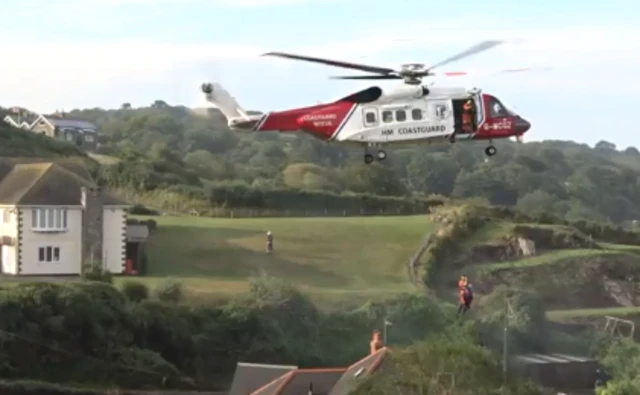 A helicopter rescue at Coverack