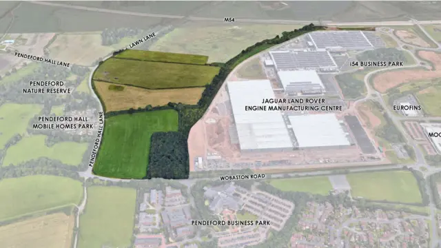 Bird's eye view of the planned site