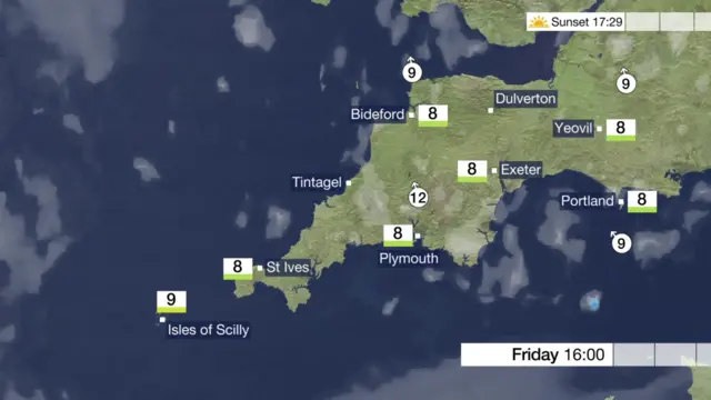 Weather map for Friday