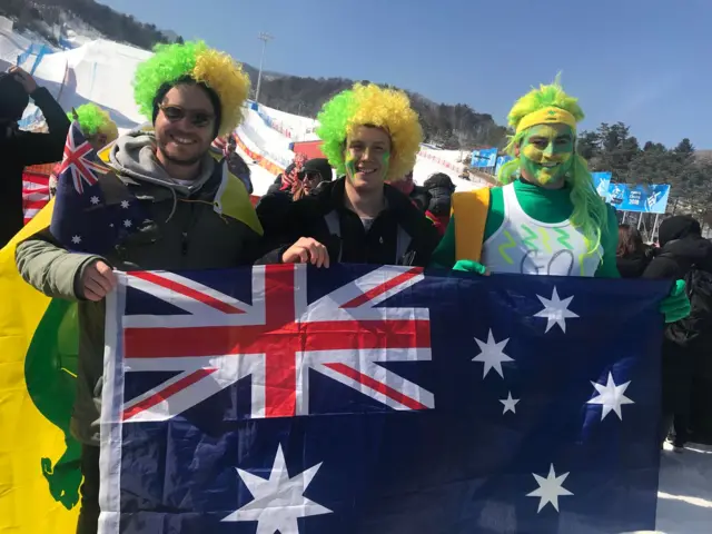 Australia fans at the snowboard cross