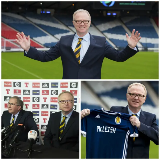 Scotland manager Alex McLeish with SFA president Alan McRae