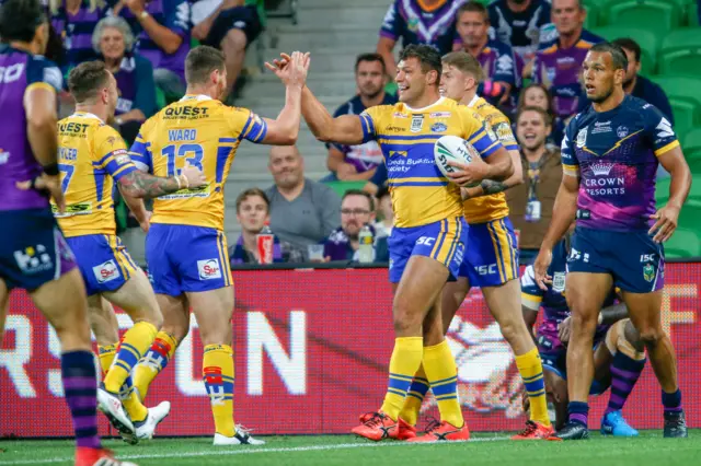 Ryan Hall celebrates his score