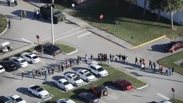 Students evacuate the school