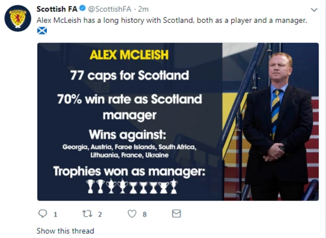 Alex McLeish's record