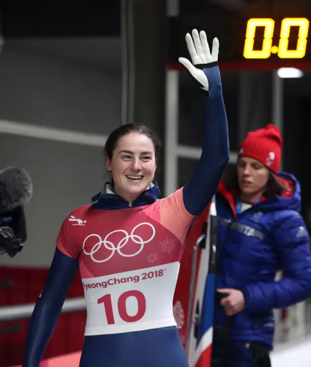 Great Britain's Laura Deas celebrates her bronze