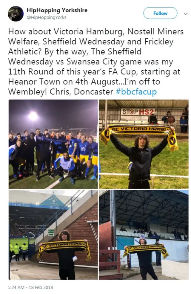 Chris in Doncaster tells us of his FA Cup travels this season.