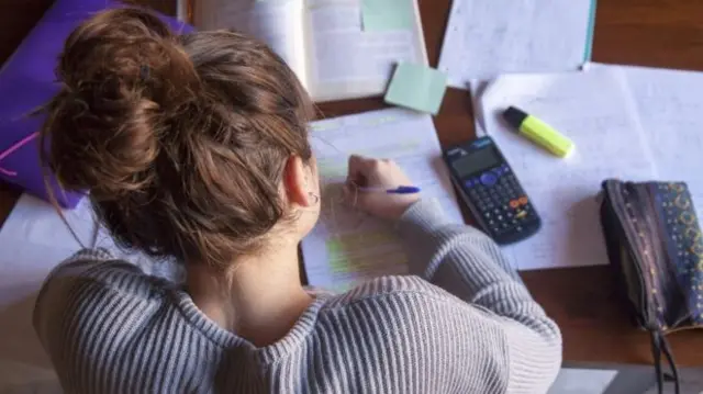 Young person doing homework