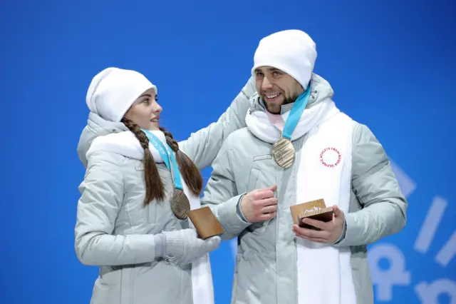 Alexander Krushelnitsky won bronze in the mixed doubles alongside wife Anastasia Bryzgalova