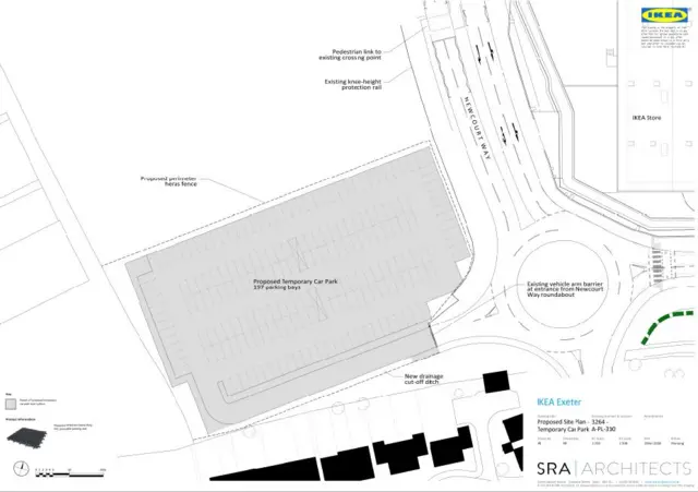 Temporary planned car park at Ikea Exeter