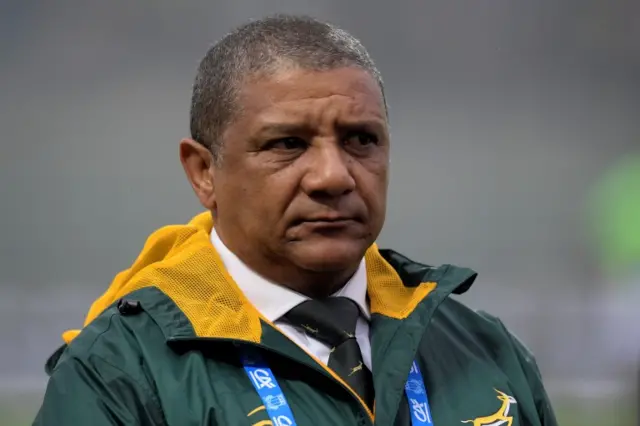 South African coach Allister Coetzee looking on prior to the Rugby union test match between Italy and South Africa at the Euganeo Stadium in Padova