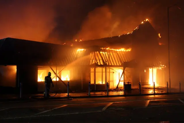 South Yorkshire Fire and Rescue combating a fire in Rotherham