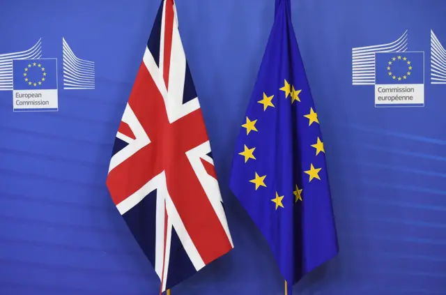 Union and EU flags at the European Commission