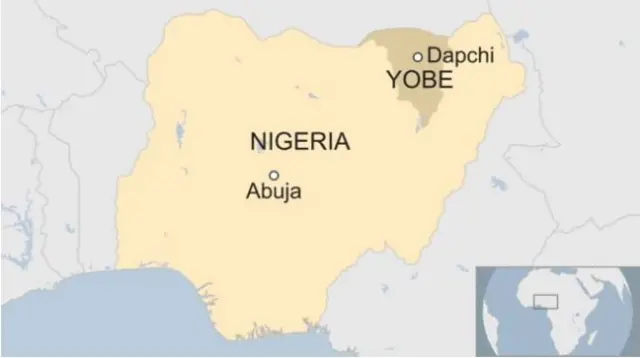 A map of Nigeria showing Yobe state