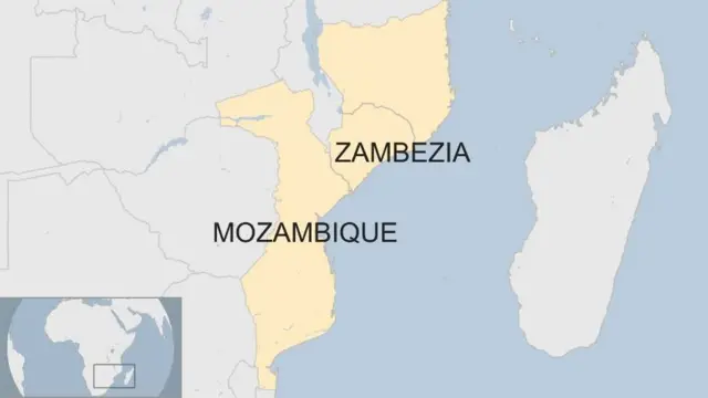 A map showing Zambezia province