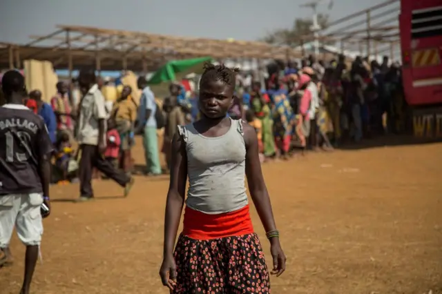 New Congolese refugees arrive at a refugee settlement in Kyangwali, Uganda, on February 16, 2018