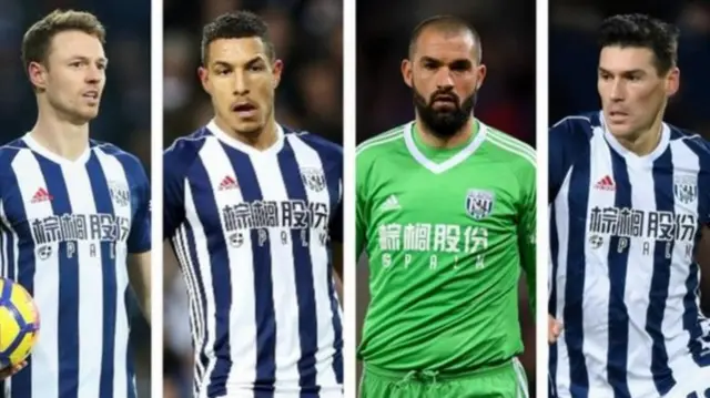 Gareth Barry, Jonny Evans, Jake Livermore and Boaz Myhill