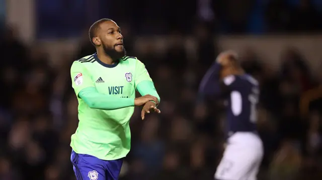 Junior Hoilett celebrates his goal at Millwall