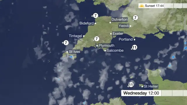 Weather for Devon and Cornwall