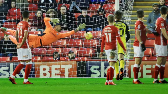 Burton Albion score their second goal of the night against Barnsley