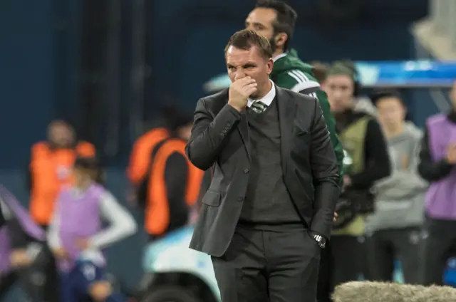 Celtic manager Brendan Rodgers shows his disappointment