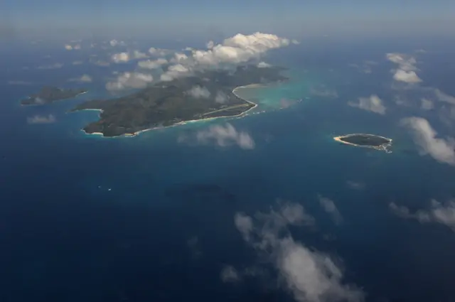 One of the outer islands belonging to the Seychelles is surrounded by a vast ocean on November 24, 2009.