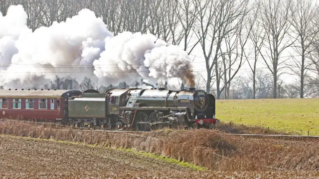 Oliver Cromwell steam locomotive at Bentley, Suffolk