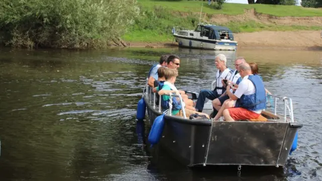 Passengers using the ferry