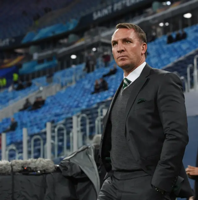 Brendan Rodgers surveys the scenes at the Krestovsky Stadium