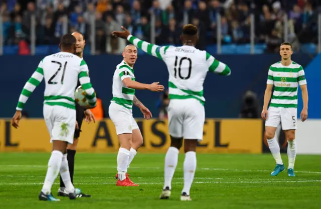 Celtic captain Scott Brown tries to reorganise his side