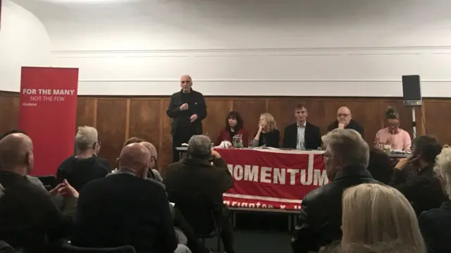 Labour MP Chris Williamson addresses a Momentum meeting in Brighton.