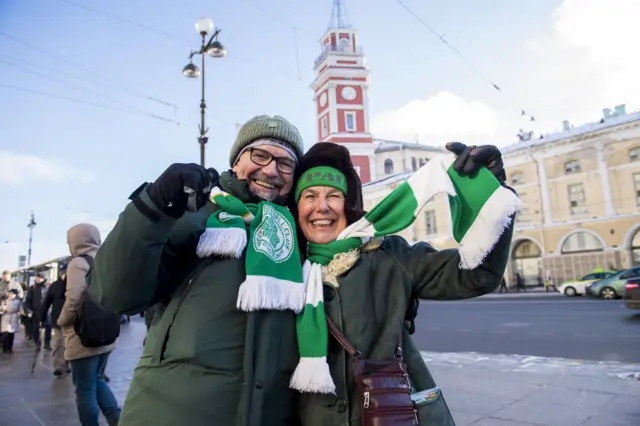 Celtic fans in St Petersburg