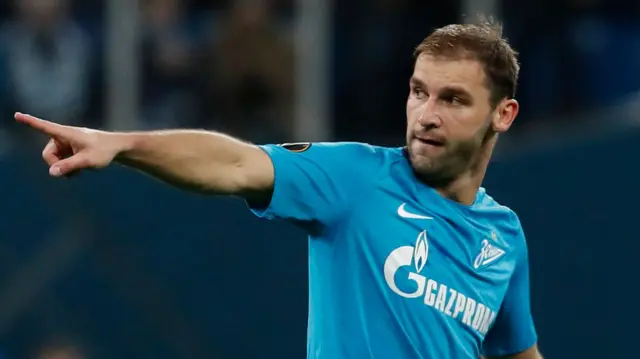 Branislav Ivanovic celebrates for Zenit