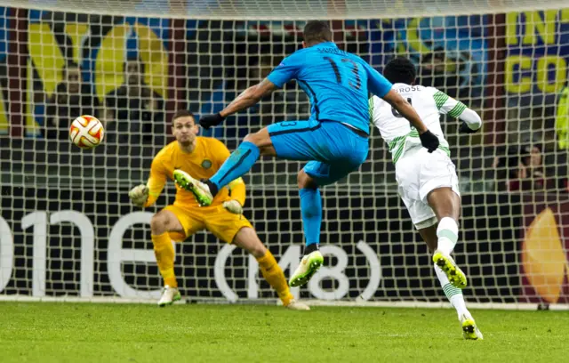 Fredy Guarin scores for Internazionale against Celtic in 2015