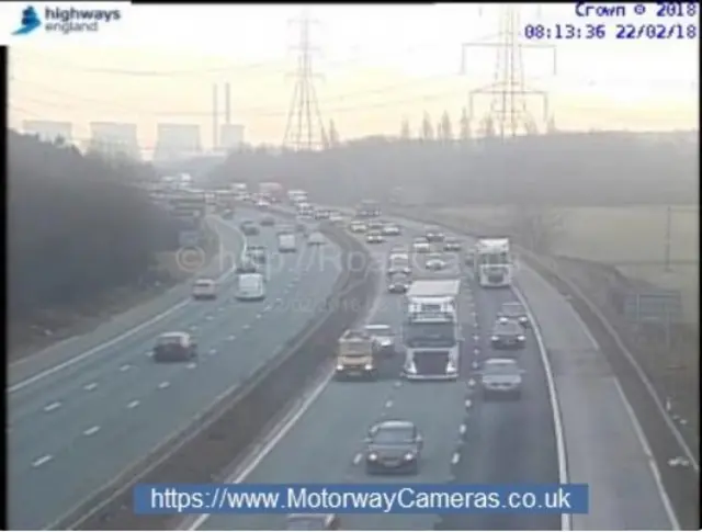 Slow traffic on M62