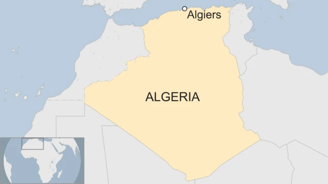 A map of Algeria showing the location of the capital Algiers