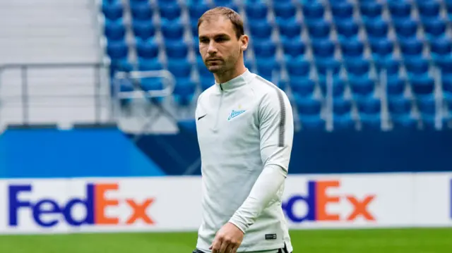 Zenit's Branislav Ivanovic warms up in St Petersburg