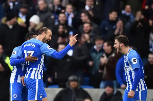 Glenn Murray celebrates a goal for Brighton and Hove Albion