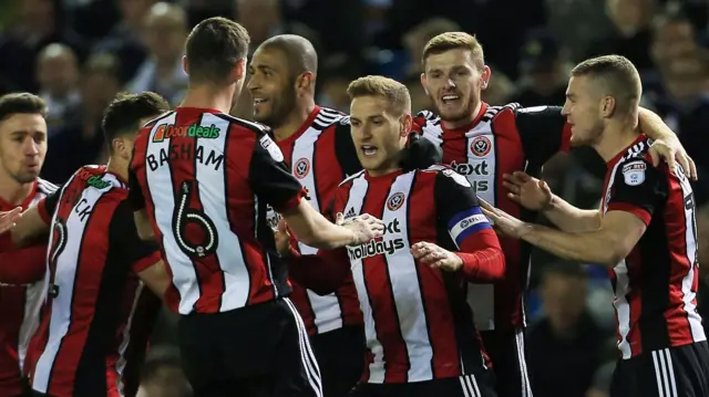 Sheffield United celebrate at Leeds