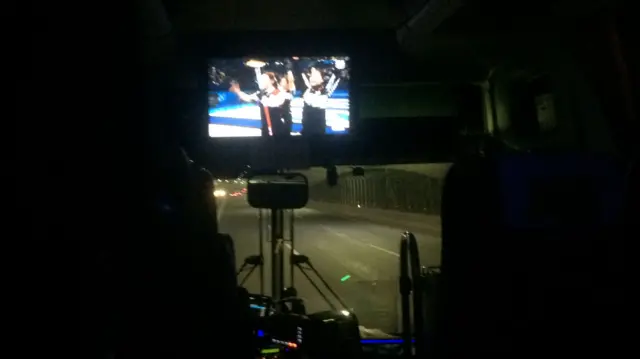 Tv screen on the bus