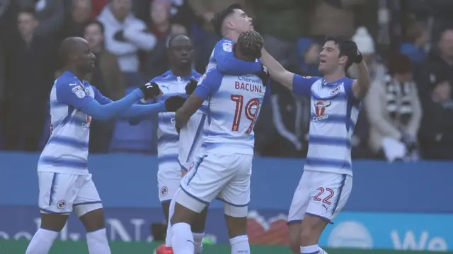 Reading celebrate scoring against Derby