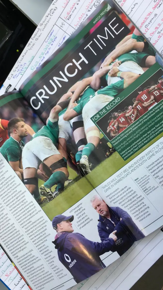 Ireland v Wales programme